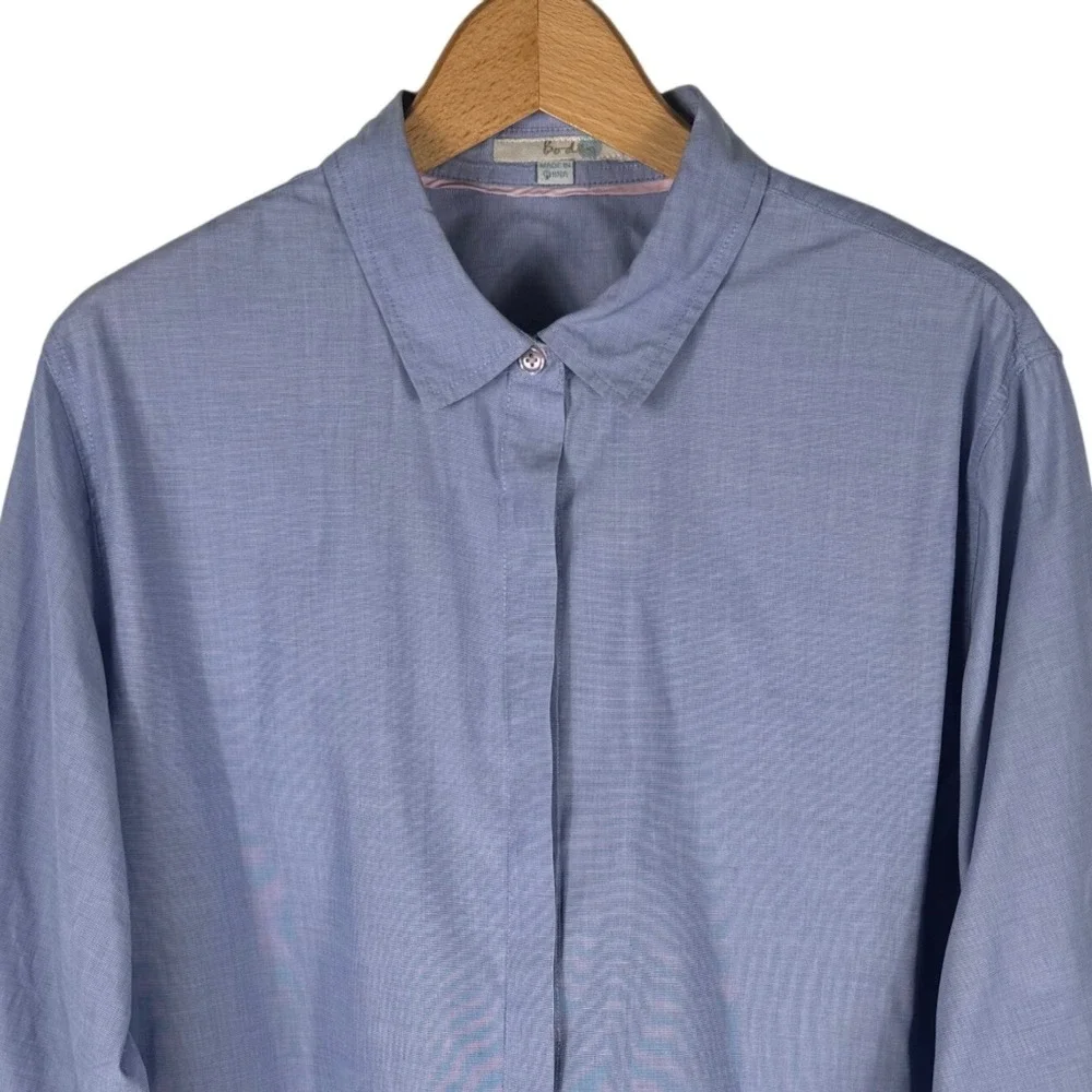 Boden Womens Blue Micro Check Cotton Hidden Button Down Shirt WA629 US 16R - Picture 4 of 7